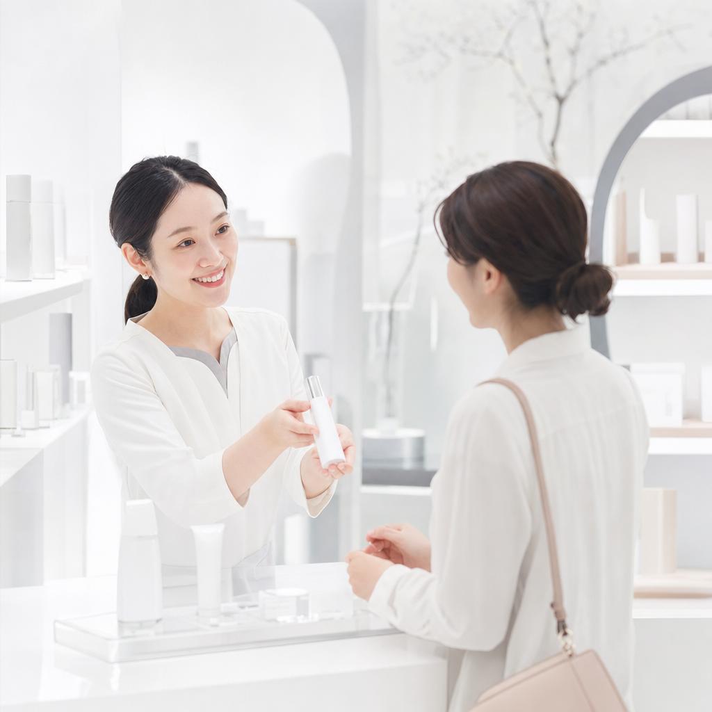店頭でスタッフが商品を手渡している様子